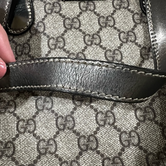 Gucci GG Supreme tote bag purse authentic brown bronze great used condition - Picture 8 of 12